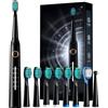 Demita Spazzolino Elettrico Sonic Spazzolino da denti Elettrico con 8 Testine 40000 VPM 5 Modalità, Spazzolino da Denti Sonic Ricarica Rapida 4 ore Ultimi 30 Giorni, Spazzolino Elettrico Nero (8 brush heads)