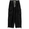 GURUNVANI Pantaloni della tuta da uomo in velluto a coste con elastico in vita con coulisse vintage, 23D507 nero, M