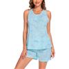CHUNG Set di pigiama corto da donna in cotone, top tank con stampa di animali carini, estivo, taglie forti, Fenicottero verde., 20-22