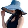 Risipu Cappello da sole a tesa larga da donna, con visiera parasole, protezione UV, cappello da spiaggia, traspirante, estivo, cappello da pesca, visiere, cappelli pieghevoli UPF 50+, Giallo, Taglia unica