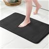 MIULEE Tappeto da Bagno in Memory Foam Antiscivolo - Morbido, Assorbente, Lavabile - Superficie a Linee Moderne Verticali, 60x90 cm, Nero