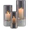 Candeldo Portacandele in vetro a cilindro in vetro: set da 3 pezzi, nero, portacandele grande, portacandele per esterni, decorazione da tavolo, soggiorno, giardino, vaso moderno, portacandele per