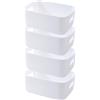 EURXLQ 4 Pezzi Cestini Portaoggetti Plastica Scatole Organizer con Manici,Contenitori per Armadio,Contenitore Plastica,Organizer Portaoggetti per Cucina Bagno Cosmetici (Bianco, 30×20×12 cm)
