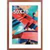 HOHIYO Cornice portafoto 50 x 70 cm, in legno nero, con passepartout di carta, 40 x 60 cm e vetro plexi infrangibile, da appendere (marrone)