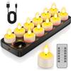 PChero Ricaricabili Tea Light Candele Led con Telecomando, 12 Pezzi Mini Candele Tealight Luci a Led Batteria Natalizie Decorative Finte Elettriche Effetto Reale Per Halloween Natale Decorazioni Casa