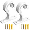 Raykce 2 PCS Supporti per Bastoni Tende, Bastoni per Tende a Soffitto, Staffe Asta di Tenda Con Vite Ganci Tende- Staffe Aste Tende da Appendere Ganci Singoli, per Finestre Uso a Soffitto o a Parete(Bianco)