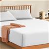 My Home Store Lenzuolo con angoli per letto matrimoniale, 100% cotone egiziano 300 fili, qualità alberghiera, 30 cm, bianco