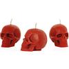 NKlaus - Set 3x candele teschio rosso in cera d'api biologica - candela gotica figura colorata - teschio - Halloween - candela rituale candele a goccia 36313