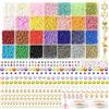 Dahudtin 28 Colori 3mm Perline per Braccialetti, 8901pcs per Bigiotteria Fai Da Te, Bambini, per Collane con Perline Lettere Sorridenti Cordino Elastico Accessori