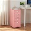 [en.casa] Cassettiera in Acciaio con Rotelle Mobile Archivio Schedario 69 x 28 x 41 cm Mobile da Ufficio con 5 Cassetti - Rosa