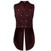 ZDSUHYIW Gilet gotico da uomo, jacquard, doppiopetto, medievale, broccato, frack, Halloween, carnevale, feste, cosplay, smoking slim fit, gilet vittoriano, gilet, Colore: rosso, L