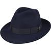 Borsalino Cappello Alessandria Superior Uomo - Made in Italy Fedora da con Fodera, Nastro Grosgrain Estate/Inverno - 59 cm Blu