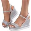 Sunnyuk Sandali Donna Estive Eleganti Bassi Sandalo Eleganti Platform Open Toe Sandalo Argento Gioiello Plateau Sandali Con Zeppa Con Tacco Scarpe Estive Sandali Donna