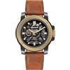 Ingersoll The Freestyle - Orologio automatico da uomo con quadrante scheletro e cinturino da 45,5 mm, marrone, Quadrante scheletro con cinturino in pelle marrone