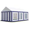 TOOLPORT Tendone per Feste 4x6 m PVC Blu-Bianco 100% Impermeabile Gazebo da Giardino Tendone da Esterno Tenda Party