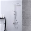 Mariner Volta sistema doccia con termostatico, doccetta ad asta di metallo e soffione doccia in acciaio inox rotondo, WLS6302-CS, Arya; Logica; Tao; Uno; Volta cromo spazzolato [Rubinetteria Bagno > Colonne Doccia]