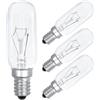 Comyan E14 Lampadina per cappa da cucina 40W 230V 320lm T25 Lampadina per aspiratore SES Lampada per elettrodomestici Bianco caldo 2700K Dimmerabile - Confezione da 4