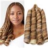 S-noilite French Curl Braiding Hair 60cm Wavy Spiral Curly Crochet Hair, Extension di Capelli Ricci Francesi, Capelli Sintetici Pre-allungati,1 Pack 120g,Miscela biondo caffè biondo candido Auburn