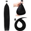 YANTAISIYU Flat Tip Extension Capelli Veri Cheratina 50g Bonding Extension Capelli (35cm #1 nero)