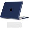 iNeseon Custodia Compatibile con 2025 2024 2022 MacBook Air 13,6 pollici M4 A3240 / M3 A3113 / M2 A2681, Cover Rigida in Plastica Sottile + Cover Tastiera per MacBook Air 13.6, Cristallo Blu Navy