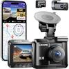 AZDOME Dash Cam Auto, Doppia 4K+1080P, WiFi Telecamera per Auto con SD 64G, Schermo IPS da 2.4, GPS, Super Visione Notturna, G-Sensor, Registrazione in Loop, HDR,Max 256 GB