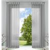 Gardinenbox 61000CN - Set di 2 tende trasparenti per soggiorno, in voile, con passanti, con chiusura a nastro, 225 x 140 cm, colore: grigio