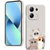 WOKEZ Cover per Xiaomi Redmi Note 13 4G con Gattino, Protezione Liquido Silicone Custodia per Redmi Note 13 4G, Morbida Antigraffio Full Body Case Protettiva-Bianco01