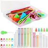 JSRQT Set di Aghi per Lana,Kit di Aghi per Filati Plastica,Aghi da Cucito in Plastica,Ago Magico per Rcamo con Segnapunti Maglia,Aghi per Cucire per Maglieria