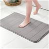 MIULEE Tappeto da Bagno in Memory Foam Antiscivolo - Morbido, Assorbente, Lavabile - Superficie a Linee Moderne Verticali, 50x80 cm, Grigio