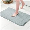 MIULEE Tappeto da Bagno in Memory Foam Antiscivolo - Morbido, Assorbente, Lavabile - Superficie a Linee Moderne Verticali, 60x90 cm, Grigio Chiaro
