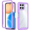 COMAKU Cover per Honor X8 4G (6.7), Trasparente PC Rigido Antiurto 360 Gradi TPU Silicone Custodia Protezione Bumper - Viola Chiaro