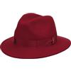 Borsalino Cappello in Lana Piemonte Traveller Donna/Uomo - Made Italy di Feltro con Nastro Grosgrain, Grosgrain Autunno/Inverno - 59 cm Rosso Bordeaux