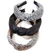 HsentimenH 3 Pezzi Fascia per Capelli Donna, Vintage Cerchietti Motivo Leopardato, Fasce per Capelli Elastica, Senza Scivolare Nodo Croce Ampio Fasce per yoga, sport, Fitness