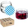 KADAX Piccoli vasetti per conserve da 250 ml, con coperchio, ermetici da regalare, mini barattoli per miele e spezie (20 pezzi, a quadretti)