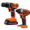 BLACK+DECKER Trapano senza fili e avvitatore a percussione da 20 V, kit combinato con batteria e caricabatterie (BD2KITCDDI)