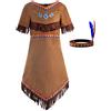 ReliBeauty Costume Indigena Bambina Vestito Carnevale Ragazza con Accessori,110