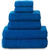 Top Towel - Set di 6 Asciugamani (2 Mani + 2 Doccia + 2 Bidet) - 100% Cotone - Blu