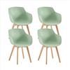 H.J WeDoo Set di 4 sedie per sala da pranzo, poltrone scandinave, design retrò con gambe in faggio solido, colore: crema gelato verde