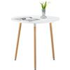 EGGREE Tavolo da Moderno Scandinavo Cucina Pranzo Rotondo con Gambe in Legno di Faggio, Bianco 80 x 70 cm