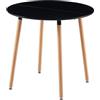 EGGREE Tavolo da Cucina Rotondo Moderno di Design Tavolo da Pranzo in Legno Scandinavo,Gambe in Legno Massello, 80 x 75 cm Nero