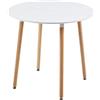 EGGREE Tavolo da Cucina Rotondo Moderno di Design Tavolo da Pranzo in Legno Scandinavo,Gambe in Legno Massello, 80 x 75 cm Bianco