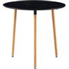H.J WeDoo Scandinavo, tavolo da pranzo in legno, per cucina, sala da pranzo, 80 x 80 x 72 cm, 3 gambe, colore naturale, nero
