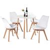 EGGREE Set tavolo con 4 sedie scandinavo, tavolo da pranzo rotondo in legno, 80 cm e sedie da cucina, colore: bianco