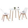 EGGREE Set tavolo con 2 sedie scandinavo, tavolo da pranzo rotondo in legno, 80 cm e sedie da cucina, colore: bianco