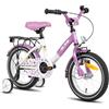 HILAND Bici per bambini da 12 pollici per 2 anni e oltre, bicicletta per bambini con ruote di supporto, freno a mano e portapacchi, viola