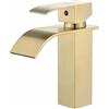 imiiHO iimiiHO 007 Rubinetto per lavabo da bagno (oro cromato), acciaio inossidabile 304, tubi inclusi, montaggio sul ponte