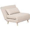 HOMCOM Poltrona Letto 3 in 1 con Schienale Reclinabile in 6 Posizioni e 4 Gambe a Scomparsa, Poltrona Letto Singolo in Tessuto Effetto Lino Traspirante, 94x78x80 cm, Beige