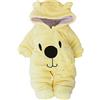 Jimmackey Neonato Unisex Peluche Pagliaccetto 3D Coniglio Incappucciato Spesso Tuta Body Cerniera Cappotto, Bambino da 0 A 2 Anni
