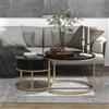 PD1 Set di 2 Tavolini da Salotto Moderni Annidati con Effetto Marmo Lucido, Struttura in Metallo, 70x70x48 cm e 50x50x43,5 cm, Nero