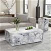 GL Store Set di Tavolini da Salotto Moderni in Marmo, Tavolo Grande con Cassetti e Tavolino con Spazio di Stoccaggio, 100x33,5x70 cm + 32x32x50 cm, Bianco
